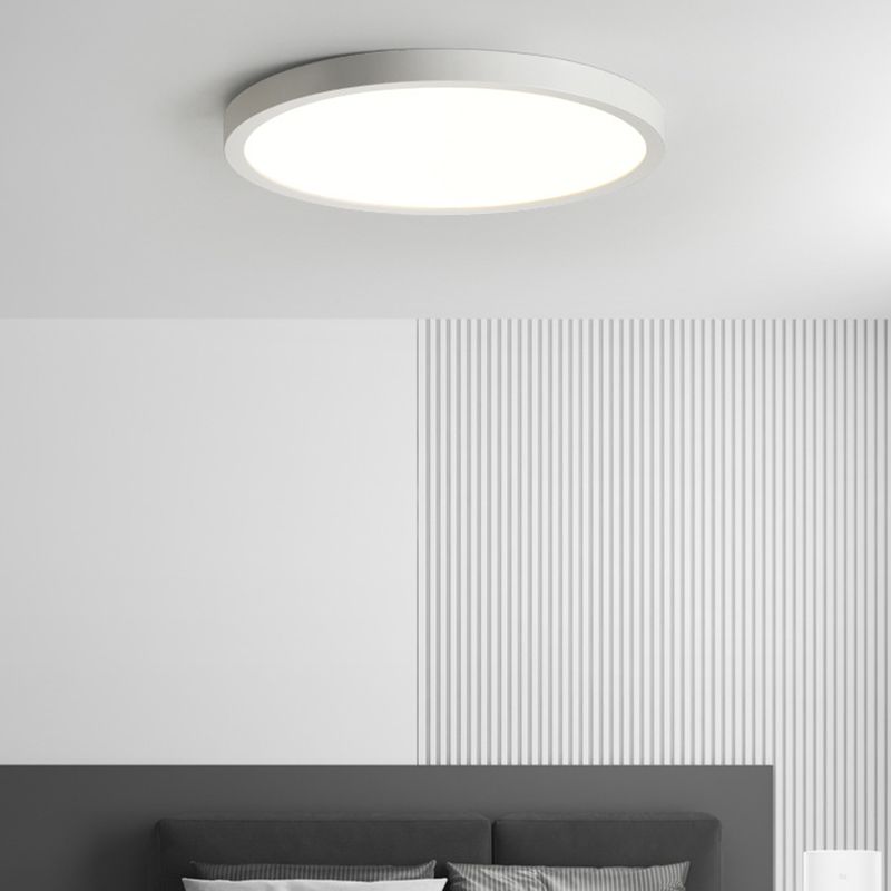 White Round Ceiling Mount Light Modern Style LED with Plastic Shade for Bedroom