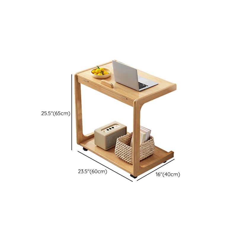 Wood Modern Writing Desk Rectangular Office Desk with Caster Wheels