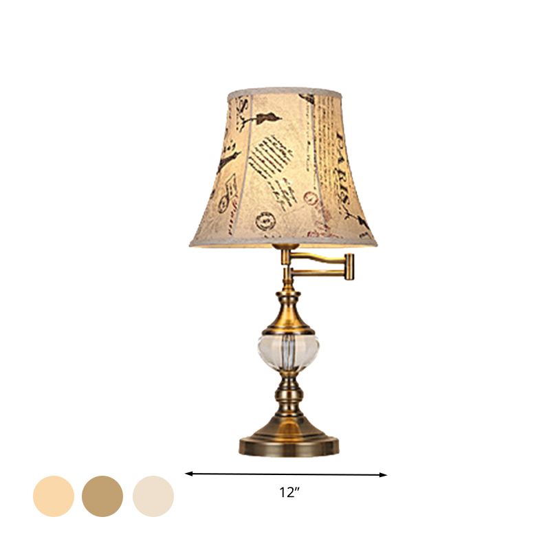 Crystal Beige/Light marrone chiaro Light Simple a pannelli Single Light Style Stile tradizionale Lampada notturna per camera da letto