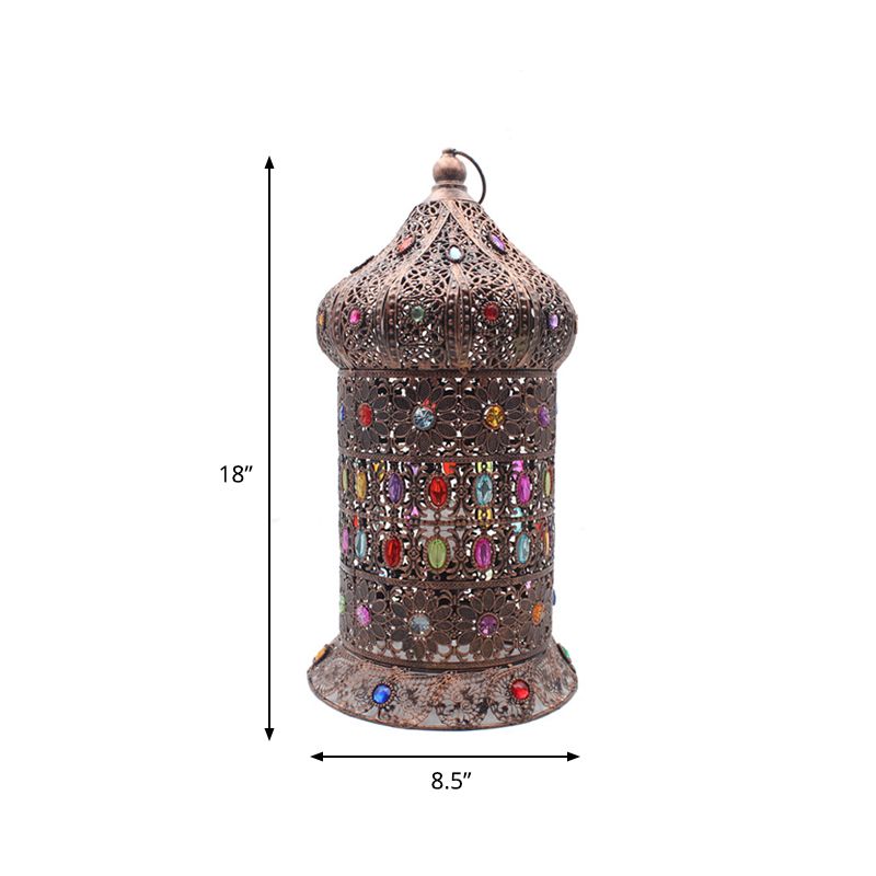 Hollow Bedroom Night Table Lighting Bohemian Metal 1 Bulb Bronze Nightstand Light