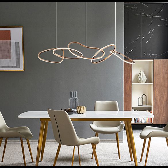 Nordic Simple suspendu plusieurs anneaux lustre pendant léger en métal plafonnier luminaire pour restaurant