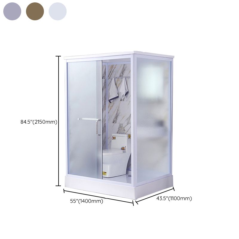 Contemporary Frosted Shower Stall Framed Single Sliding Shower Stall