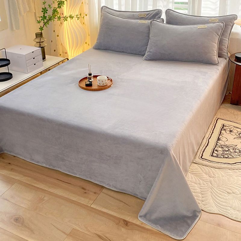 Modern Style Bed Sheet Solid Color Ultra-Soft Breathable Bed Sheet