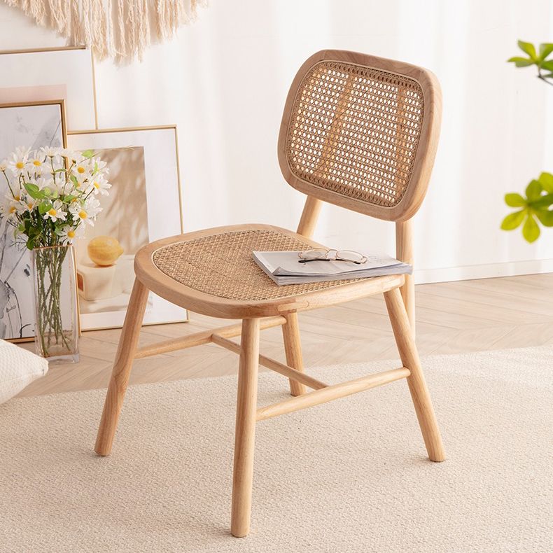 Scandinavian Style Wicker Dining Chairs for Home Open Back Side Chair