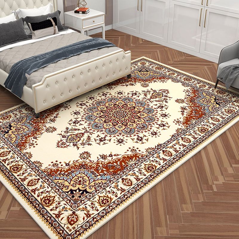 Multicoloe Antique Area Carpet Polyester Flower Indoor Rug Anti-Slip Backing Carpet for Living Room