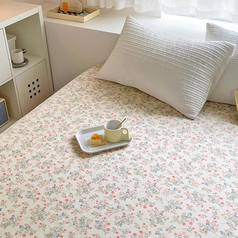 Floral Bed Sheet Set Modern Print Cotton Fitted Sheet for Bedroom