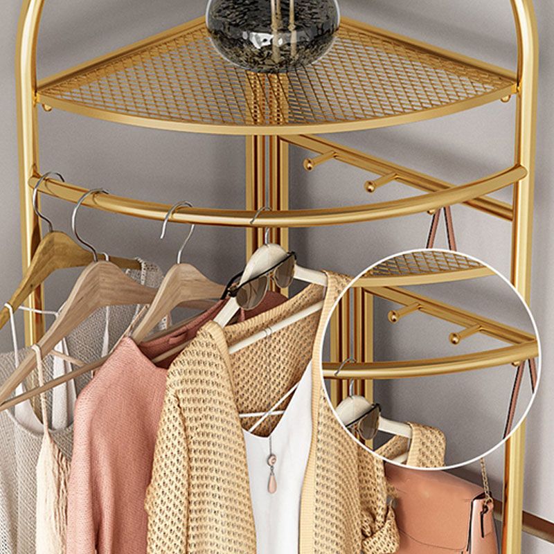 Glam Hall Stand Metal Gold and Black Shelving Included Free Standing Coat Rack