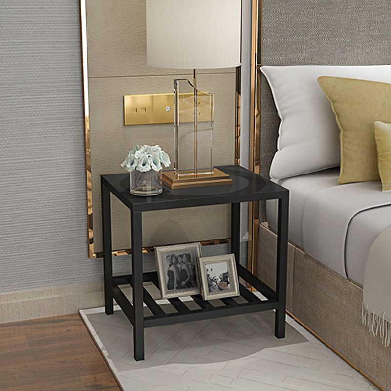 Lower Shelf Night Table Modern Metal Bedside Cabinet for Bedroom