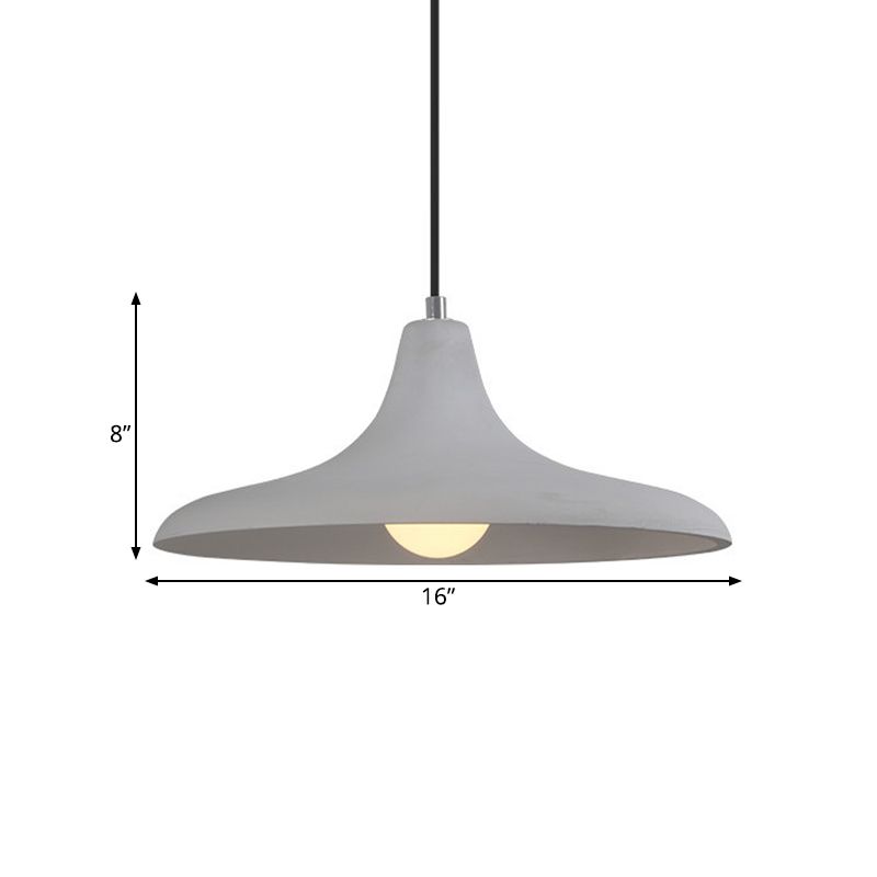 Antiqued Style Flared Hanging Ceiling Light 1 Head Cement Pendant Lamp Fixture in Grey