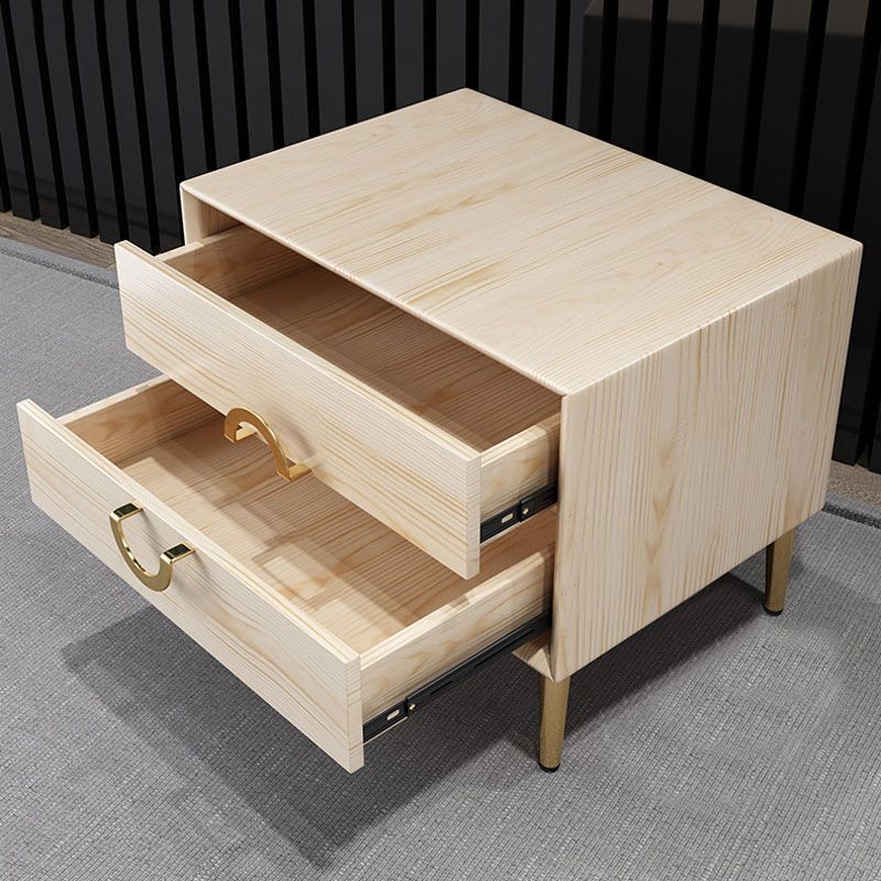 Contemporary Bedside Cabinet Solid Wood Night Table with 2 Drawers