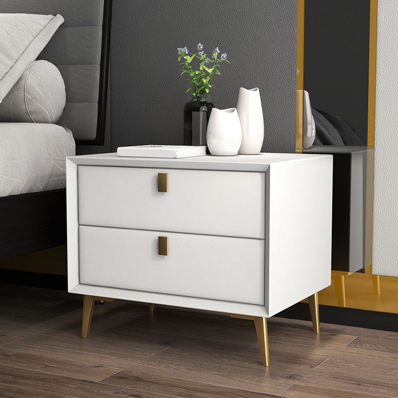 18.5" Tall 2-drawer Night Table Solid Wood Bedside Cabinet with Legs