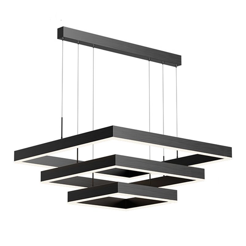 Square Shape Chandelier Lights Modern Metal Chandelier Lighting Fixtures in Black