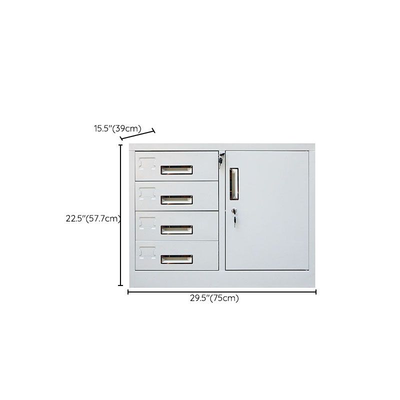 Contemporary File Cabinet Metal Frame Fire-Resistant Key Lock Lateral File Cabinet Office