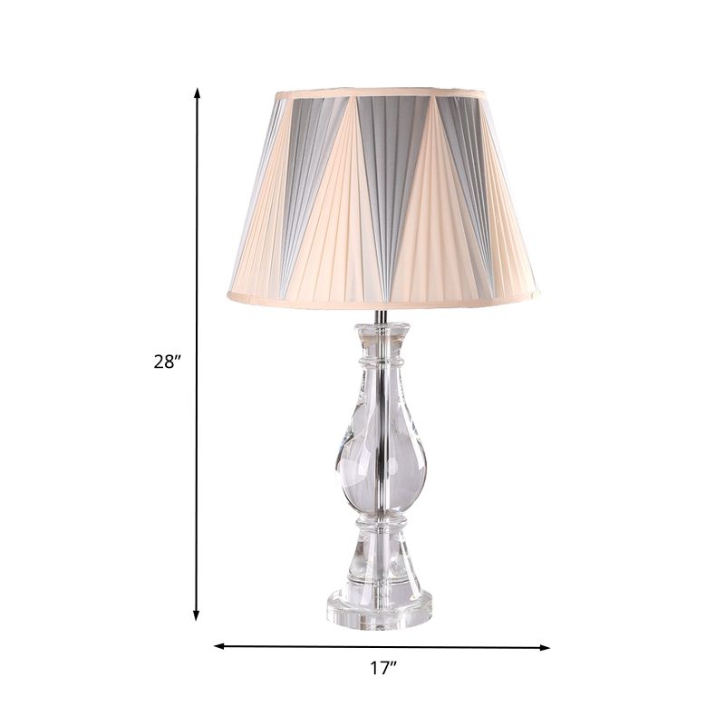 Vase Fabric Task Lighting Modernism Hand-Cut Crystal 1 Bulb Reading Lamp in Beige