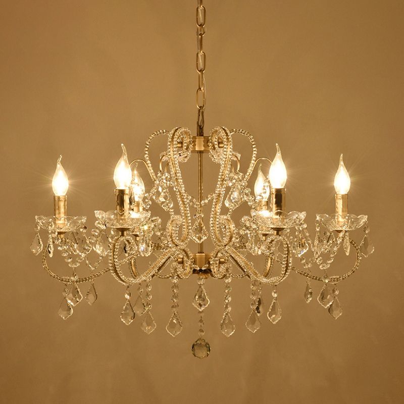 Luces de techo colgantes tradicionales lámpara de colgante de velas de cristal dorado