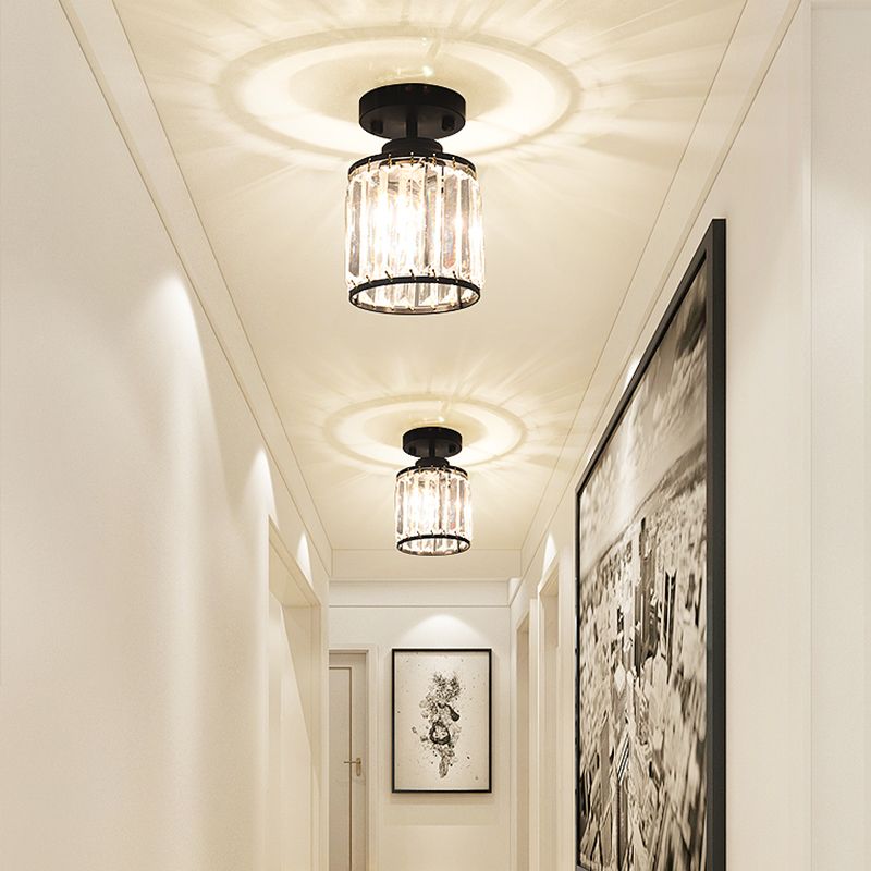 Cylinders Modern Flush Mounted Ceiling Lights Crystal Lighting Fixture for Living Room Foyer