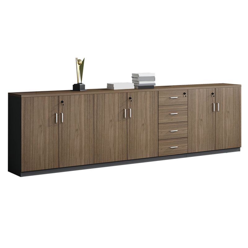 Walnut File Cabinet Storage Shelves Lateral File Cabinet with Locking Drawers