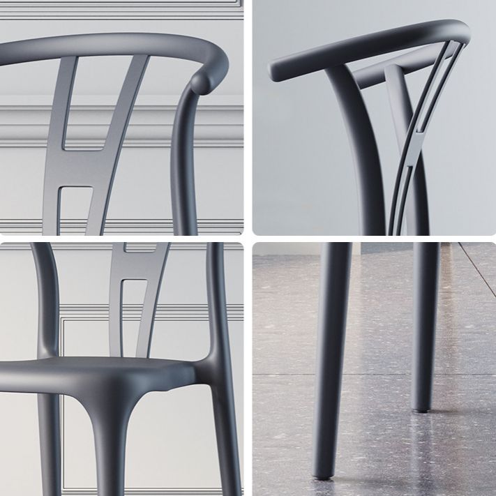 Modern Plastic Chair Matte Finish Chair with 4 Legs for Home