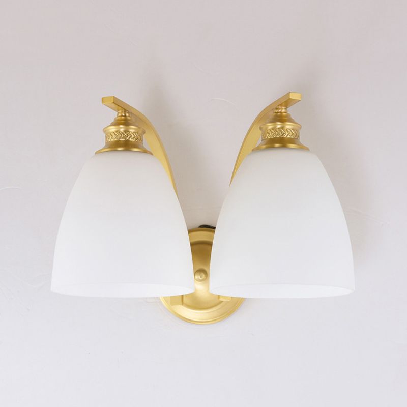 Modern Bell Vanity Lamp Glass Vanity Wall Lights in White for Bathroom