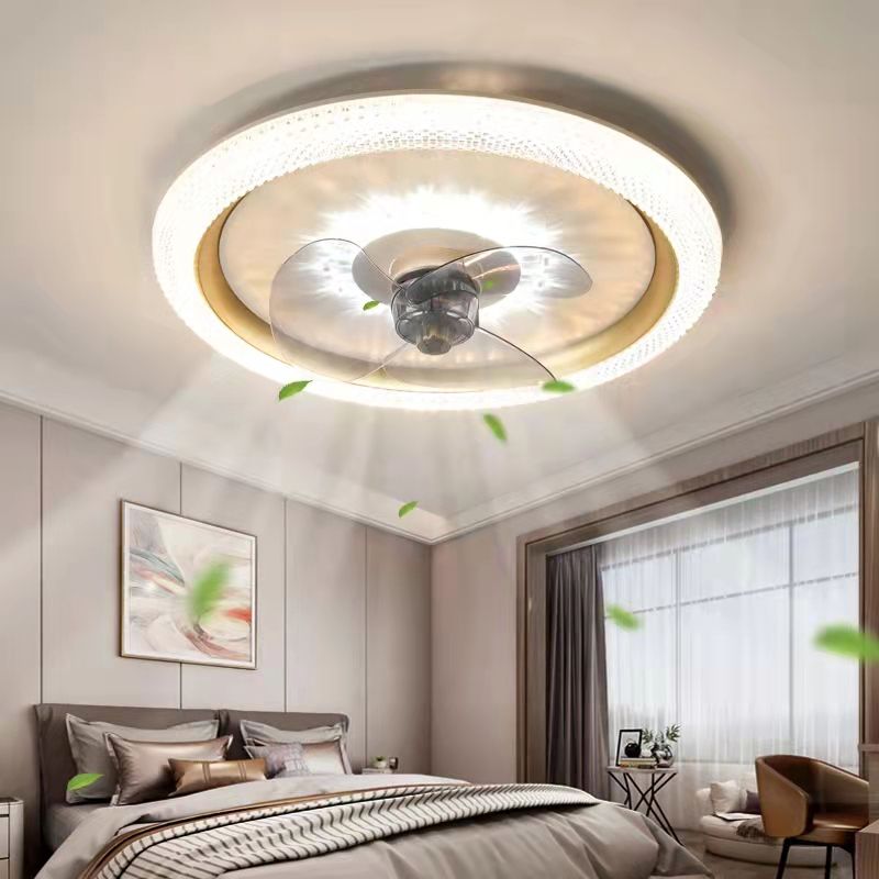 Modern Circle Ceiling Fan Lights Metal LED Ceiling Fan for Bedroom