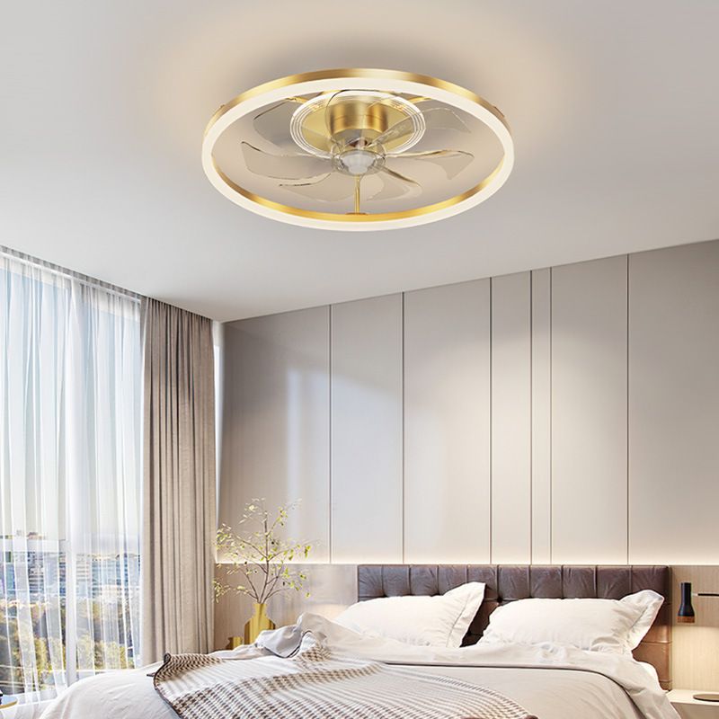 Metal Circular Ceiling Fan Lamp Simplicity Style LED Ceiling Mounted Light