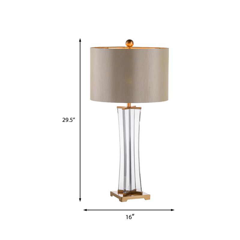 Cylinder Fabric Desk Light Modernist 1 Bulb Gold Night Table Lamp for Living Room