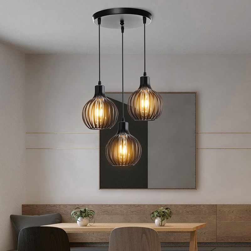 Sphärische hängende Lampe Retro -Metall -Esszimmer Käfig -Anhänger Licht