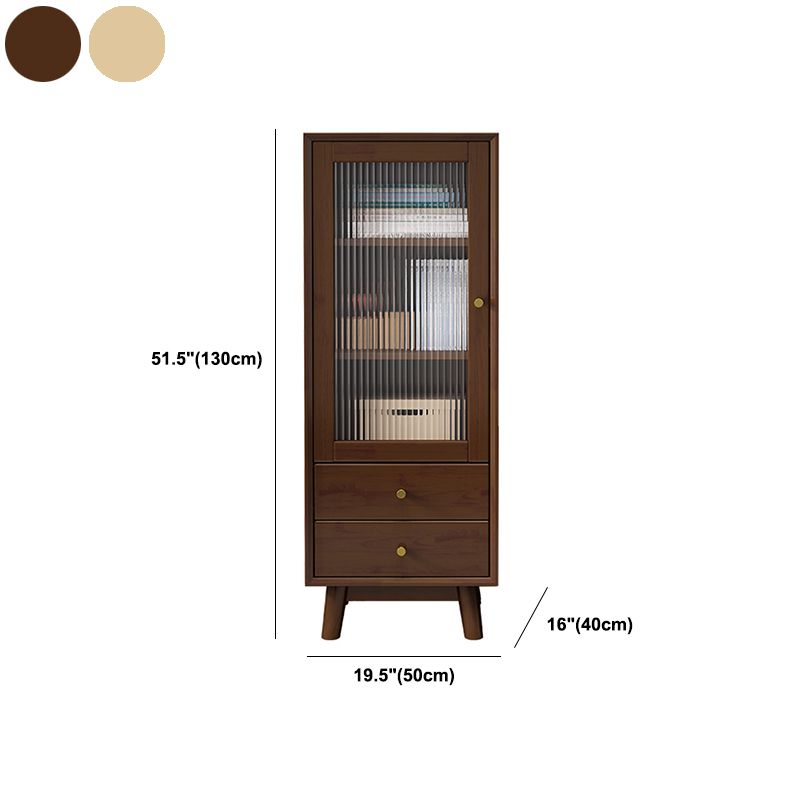 Solid Wood Display Cabinet Glass Door Storage Cabinet with Drawers for Living Room