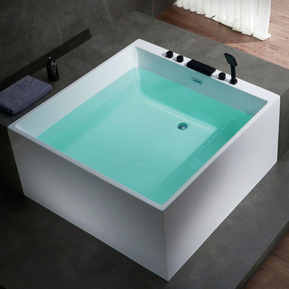 Modern Square Bath Stand Alone Acrylic Soaking White Bathtub