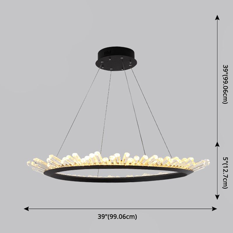 Chandelier LED minimaliste Crystal Stick Stick Room Hanging Light en noir