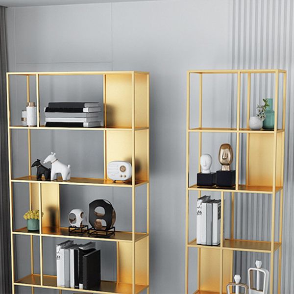 Gold and Black Book Shelf 5 Levels Modern Bookshelf Open Bookcase