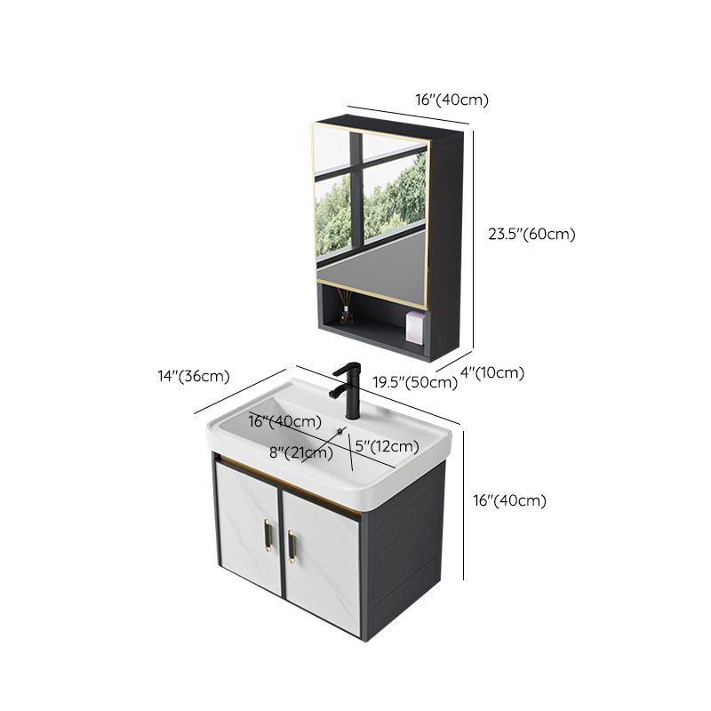 Sink Vanity Wall Mounted Mirror Drawers Ceramic Bathroom Vanity with Faucet