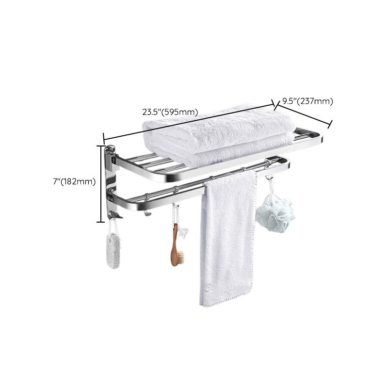 Contemporary Polished Chrome Bathroom Accessory Set with Towel Bar & Bath Shelf