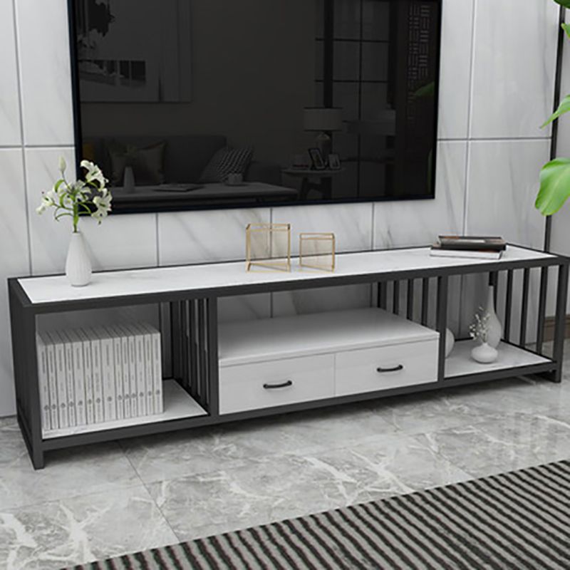 Contemporary Media Console TV Stand Open Storage TV Stand with Drawers