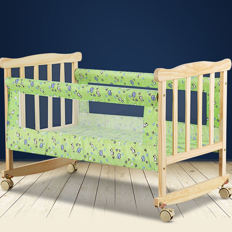 Solid Wood Rectangle Crib Cradle Natural Crib Cradle for Newborn