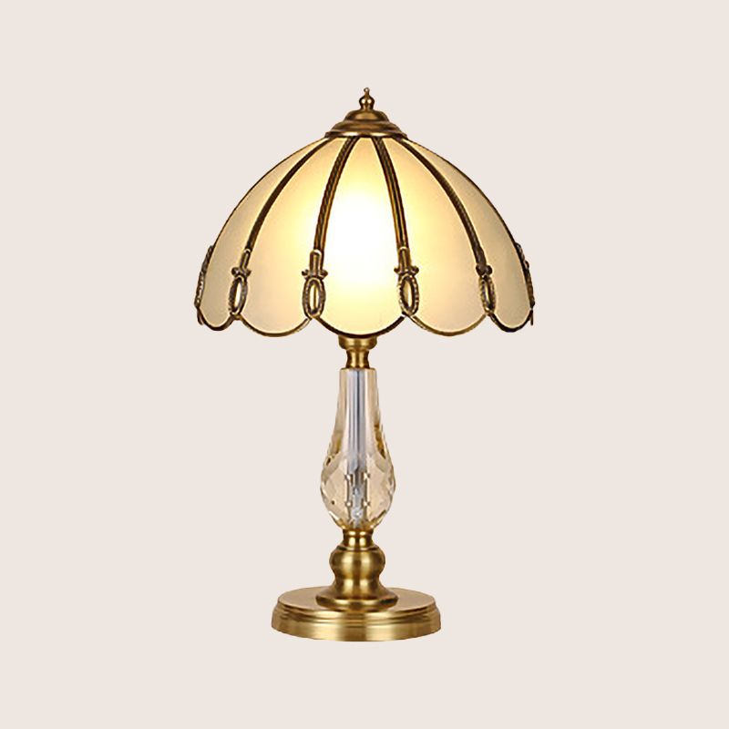 1 Head Living Room Table Lamp Modern Gold Reading Light with Domed Frosted Glass Shade