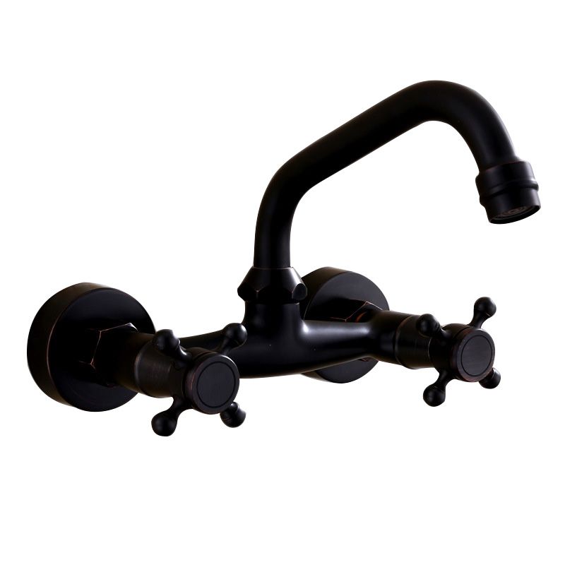 Black Wall Mounted Bathroom Faucet American Classic Widespread Sink Faucet