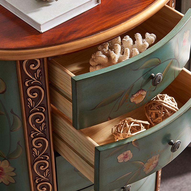 Traditional Style Oval Lingerie Chest Vertical Wooden Storage Chest with 5 Drawers