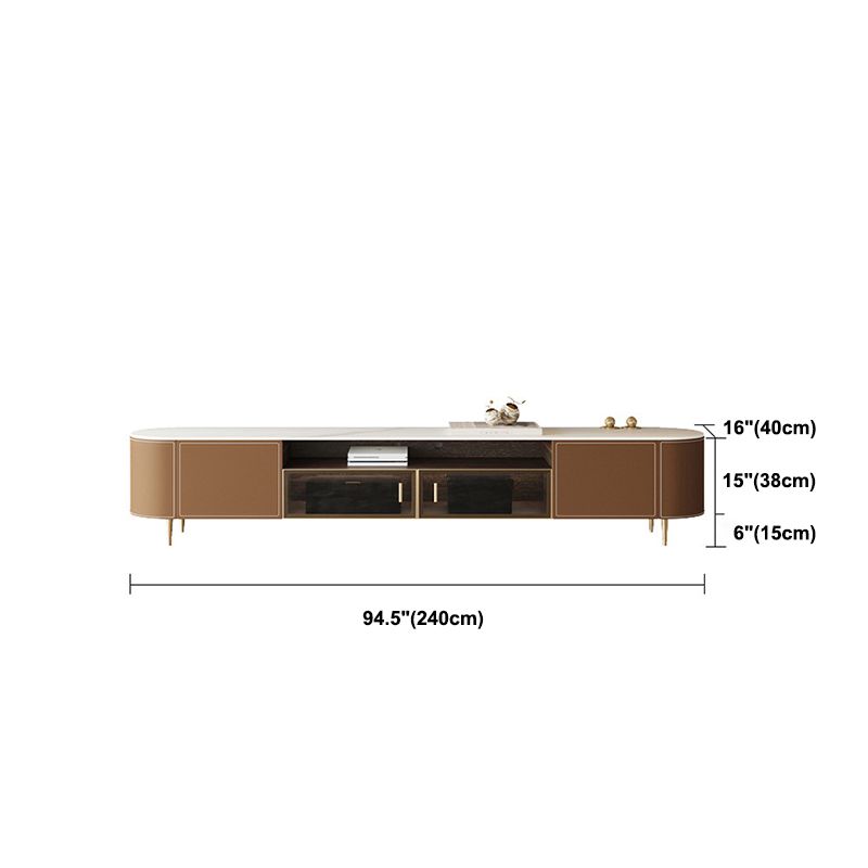 Wooden TV Stand Console Brown Modern Style TV Cabinet with Doors