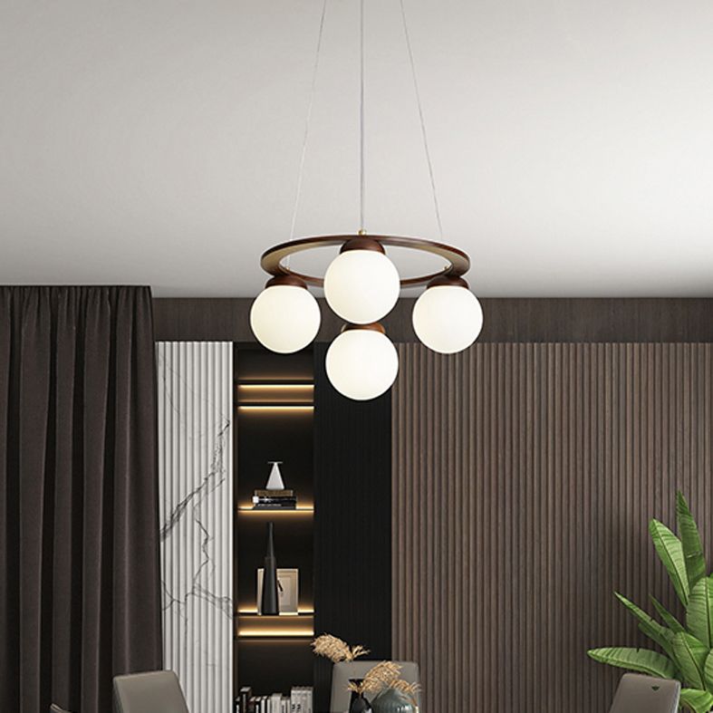 Circle Chandelier Lighting Fixture Simple Wooden Hanging Ceiling Light for Living Room