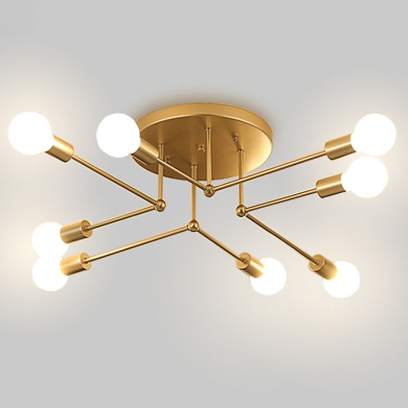 Modern Metal Ceiling Lighting Retro Sputnik Design Semi Flush Mount Lighting for Living Room