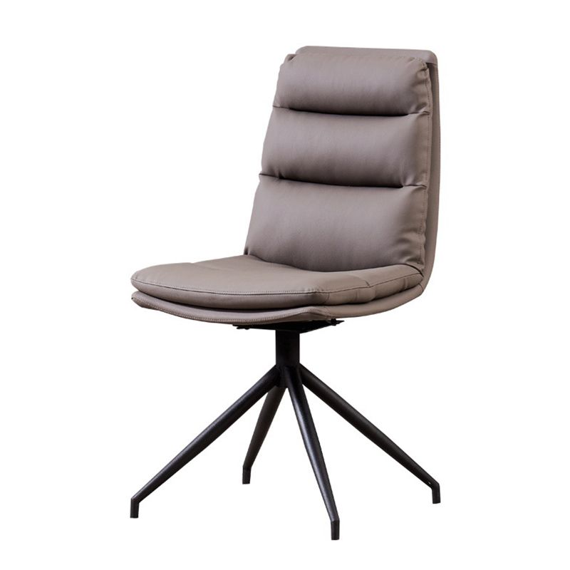 Modern Leather Armless Dining Chair Upholstered Side Chairs with Metal Legs