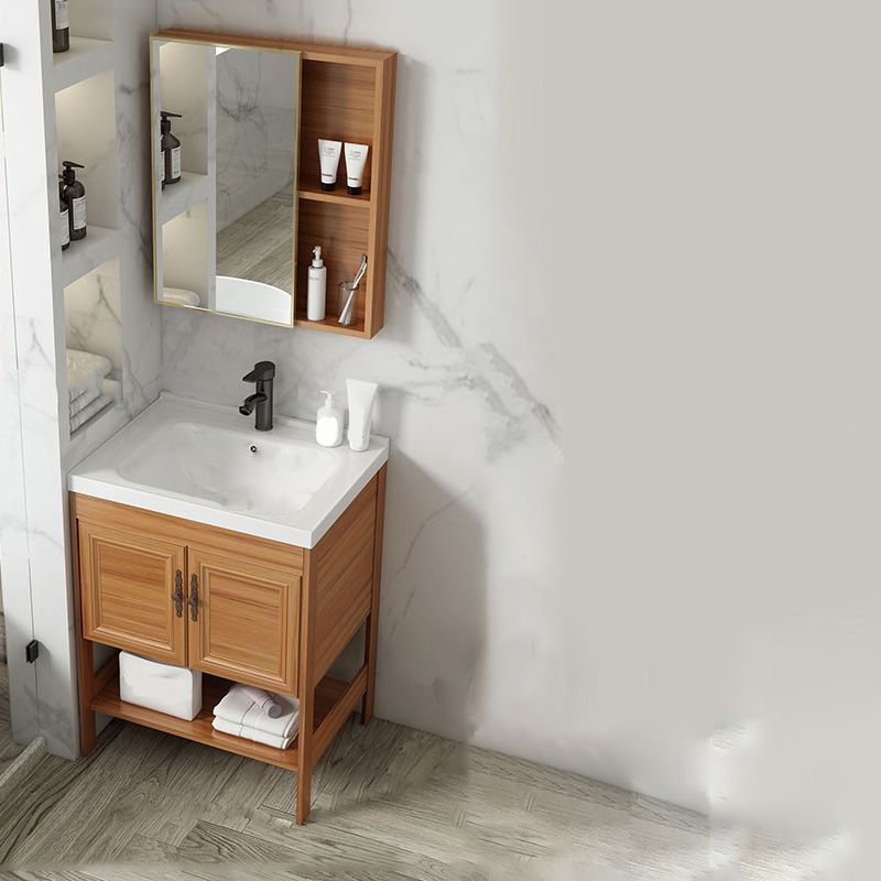 Contemporary Vanity Sink Wooden Mirror Cabinet Bathroom Space Saver Vanity