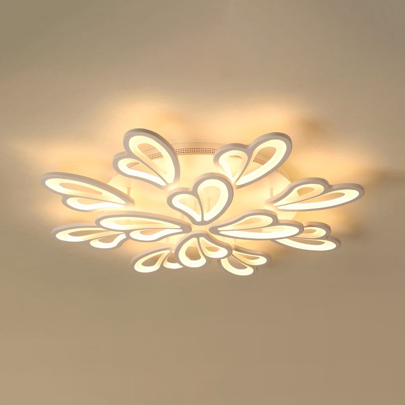 21.5"/23.5"/25.5" Wide Modern Floral LED Flush Lighting Acrylic 3/5/9 Heads Living Room Ceiling Mount Light Fixture in Warm/White/Natural Light