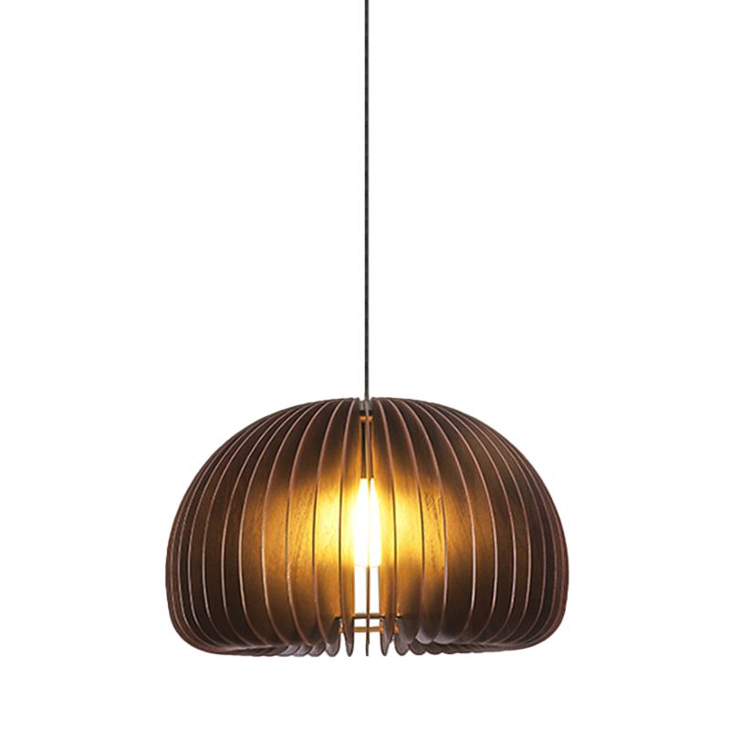 Modern Style Pumpkin Shape Pendant Lighting Wood 1 Light Pendant Light for Bedroom