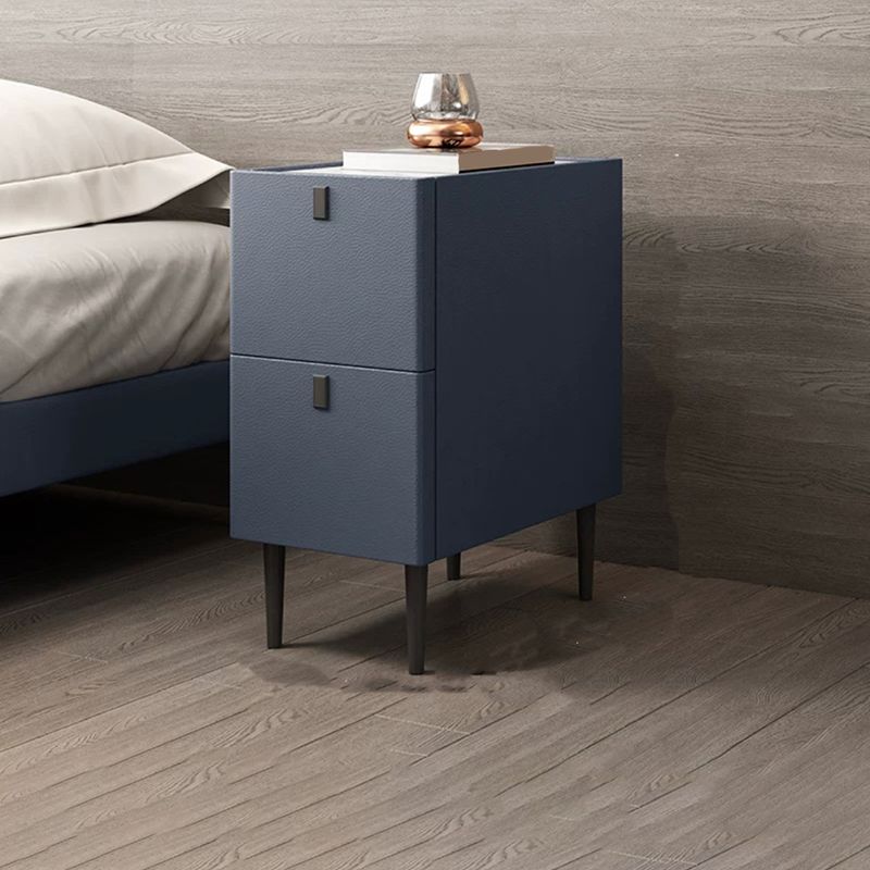 Modern Style Leather Polychromatic Choice of Black Cabinet Leg Nightstand