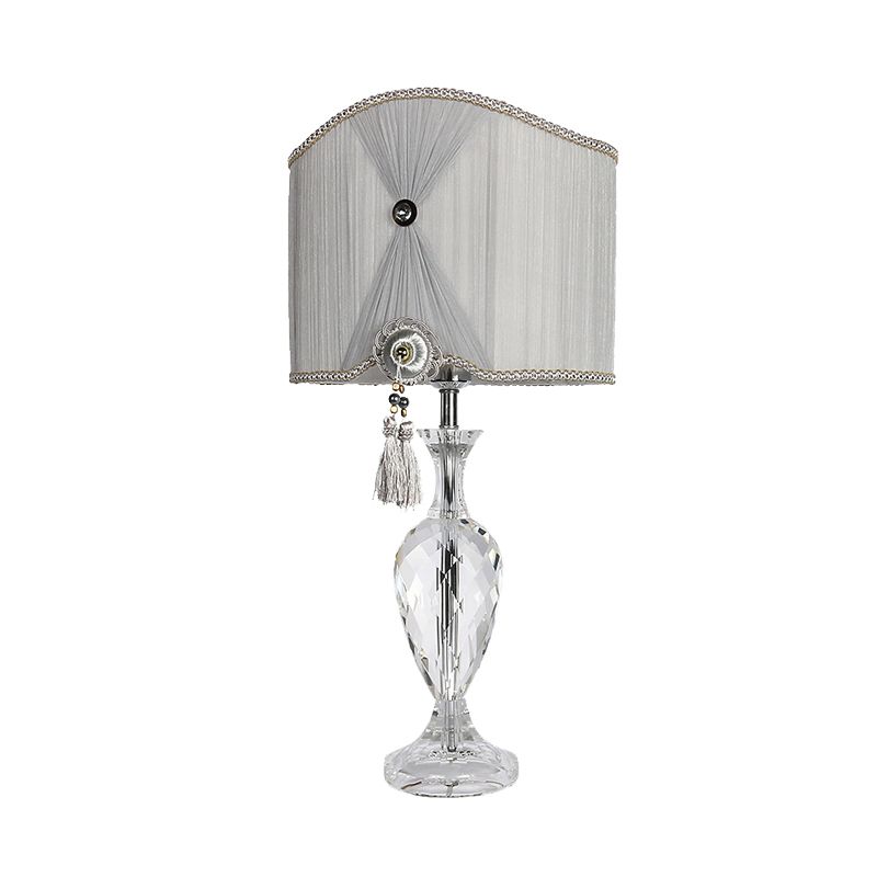 1 tête à cristal lampe minimalisme gris de nuit en forme d'urne avec ombre de tissu