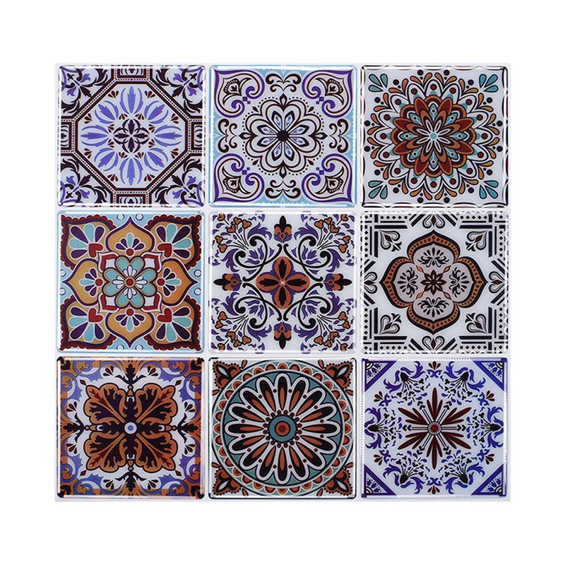 Bohemian Mandala Wallpaper Panels PVC Easy Peel off Purple Wall Art for Living Room