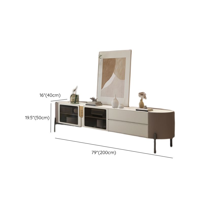 Contemporary TV Media Console Stone Media Console with Drawers