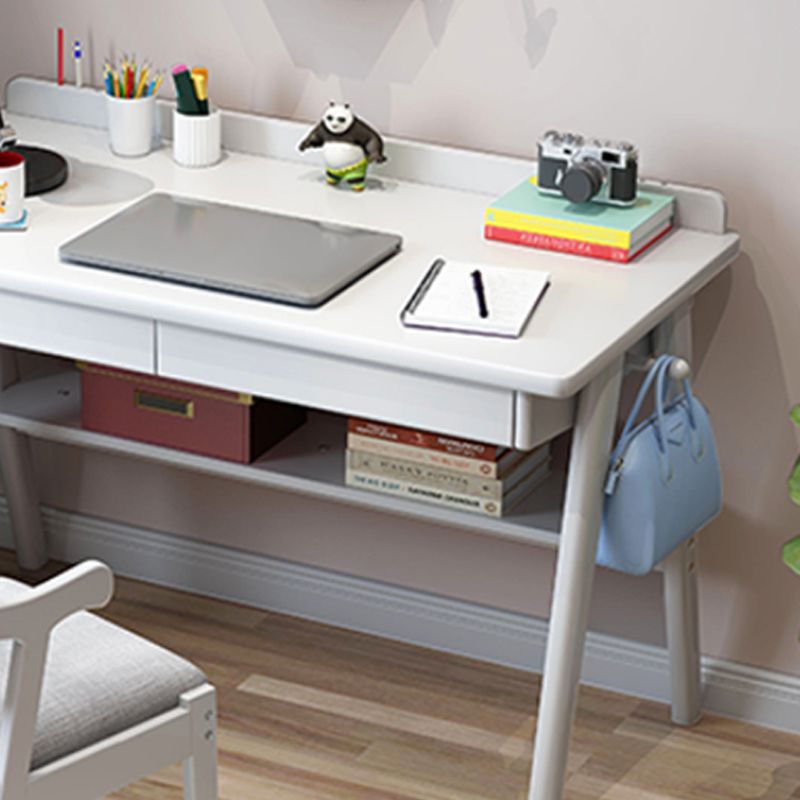 Solid Wood Writing Desk and Chair Kids Desk with Drawers and Shelf